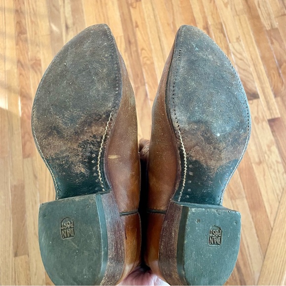 Vintage Leather Embroidered Cowboy Western Boots in Cognac Brown - 6 - Picture 8 of 8